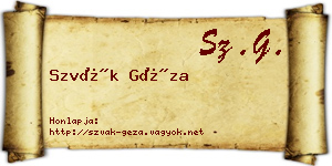 Szvák Géza névjegykártya